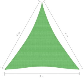 Para-sol estilo vela 160 g/m² 3x4x4 m PEAD verde-claro