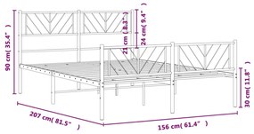 Estrutura de cama com cabeceira e pés 150x200 cm metal preto