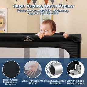 Parque infantil para bebés com 50 bolas oceânicas e 4 pegas com porta  para 0-3 anos 150 x 150 x 76,5 cm Preto.