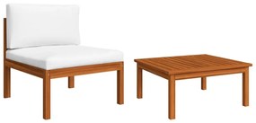 2 pcs conjunto lounge de jardim c/ almofadões acácia maciça