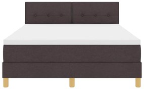Cama Box Spring com Colchão e LED Castanho Escuro 140x200 cm Tecido