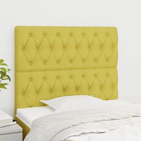 vidaXL Cabeceira de cama 2 pcs tecido 100x7x78/88 cm verde