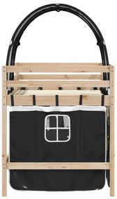 Cama alta criança c/ túnel 90x200 cm pinho maciço branco/preto