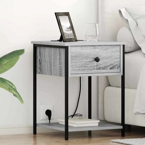 vidaXL Armário de Cabeceira com gaveta Sonoma cinzento 42 x 41 x 56 cm