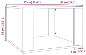 Mesa de cabeceira 57x55x36cm derivados madeira cinzento-cimento