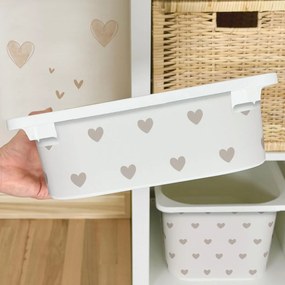 Autocolante para caixa IKEA TROFAST - Corações beges