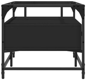 Mesa de centro com topo em vidro preto 98,5x50x45 cm aço