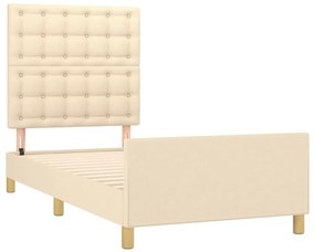 Estrutura de cama c/ cabeceira tecido cor creme 80x200 cm