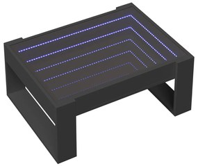 Mesa de centro luzes LED Infinity 70x53x30 cm preto