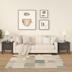 vidaXL Mesas de apoio 2 pcs 40x40x39 cm madeira de pinho maciça Cinza