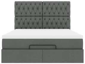 Estrutura cama otomana colchão 140x200cm tecido cinzento escuro