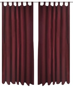 Cortinas de cetim com laços 2 pcs 140 x 245 cm bordô