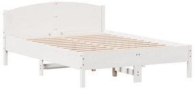 Cama sem colchão 140x190 cm madeira de pinho maciça branco