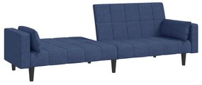 Sofá-cama 2 lugares com duas almofadas tecido azul
