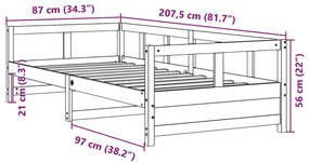 Sofá-cama 80x200 cm madeira de pinho maciça castanho cera