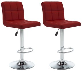 Bancos de bar 2 pcs couro artificial vermelho tinto