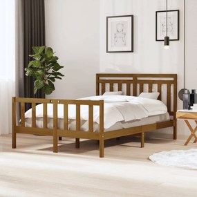 vidaXL Estrutura de cama 140x200 cm madeira maciça castanho-mel