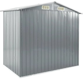 Abrigo de jardim c/ prateleiras 205x130x183 cm ferro cinzento