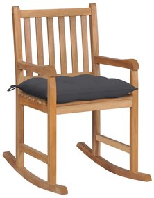 Cadeira de baloiço com almofadão antracite teca maciça