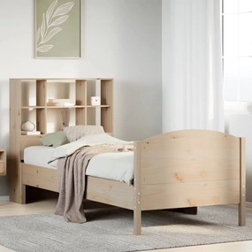 vidaXL Cama com estante sem colchão 100x200 cm pinho maciço
