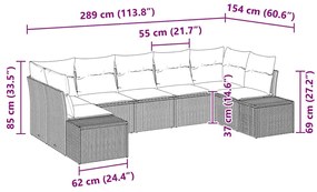 Conjunto de Sofá de Jardim de 7 Peças com Almofadas Cinzento Claro Rat