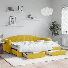 vidaXL Sofá-cama com gavetão e gavetas 80x200 cm veludo amarelo