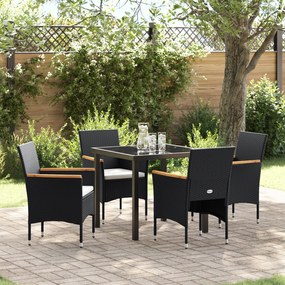 vidaXL Conjunto de Jantar Jardim 5 Peças Preto Poli Rattan