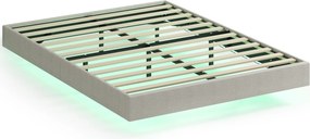 Estrutura Cama de Casal Flutuante, 201 x 162 x 27 cm (COLCHÃO NÃO INCLUIDO), Iluminação LED RGB Inteligente, Bege