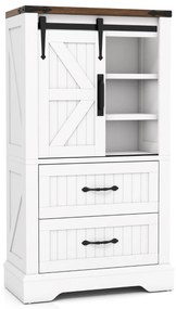 Armário multifuncional cozinha, sala, casa de banho 59 x 29 x 105 cm em estilo rústico com porta deslizante tipo celeiro, prateleiras ajustáveis e 2 g