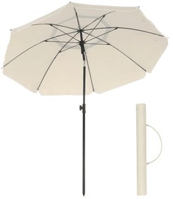 SONGMICS Guarda-sol de 2 m, Guarda-sol de Praia, FPS 50+, Proteção Solar, Dossel Octogonal Portátil de Poliéster, Varetas de Fibra de Vidro, Mecanismo de Inclinação, Bolsa de Transporte, para Jardim de Praia, Varanda e Piscina, Bege GPU65WTV1