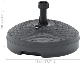 Base guarda-sol c/ areia/água 20 L plástico vime antracite