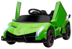 HOMCOM Carro Elétrico Lamborghini 12V Velocidade Máxima 7 km/h com Controlo Remoto MP3 Luzes e Cinto de Segurança 111x61x45 cm Verde