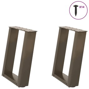 vidaXL Pés para mesa de centro em formato de U, 2 peças, aço natural, 38 x (42-43) cm, aço