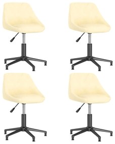 Cadeiras de jantar giratórias 4 pcs veludo cor creme