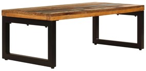 Mesa de centro 100x50x35 cm madeira recuperada maciça e aço