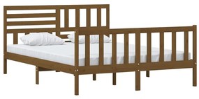 Estrutura cama king 150x200 cm madeira maciça castanho-mel