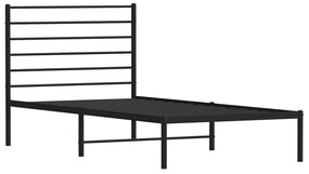 Estrutura de cama com cabeceira 100x190 cm metal preto