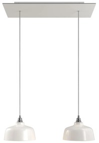 Luminária pendente para 2 luzes com 675 mm retangular XXL Rose-One, apresentando com cabo de tecido e abajur Coppa - Dibond Bianco opaco / Não