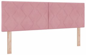 Cama Box com Colchão e LED Rosa 140x190 cm Veludo