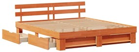 Estrutura da Cama Castanho-mel 180 x 200 cm Madeira Sólida