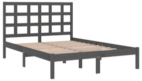 Estrutura de cama king 150x200 cm madeira maciça cinzento