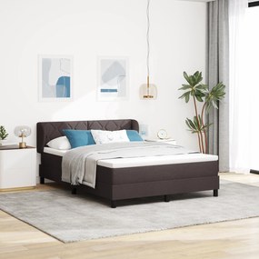 Cama Box Spring vidaXL com Colchão Castanho Escuro 140x200 cm Tecido