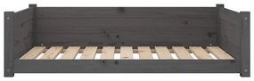 Cama para cães 95,5x65,5x28 cm madeira de pinho maciça cinzento