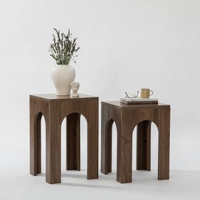 Conjunto de Mesas de Café Collesium – Nogueira – 35 cm x 50 cm e 35 cm