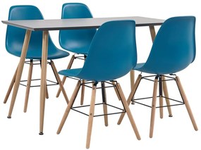 vidaXL 5 pcs conjunto de jantar plástico turquesa