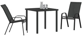 Conjunto de Jantar de 3 Peças vidaXL Preto Textilene e Aço