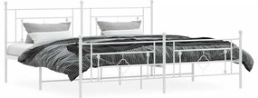 Estrutura de cama com cabeceira e pés 193x203 cm metal branco