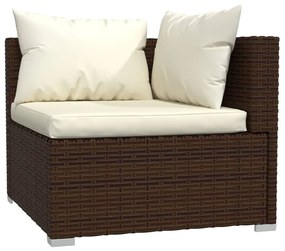 6 pcs conjunto lounge jardim c/ almofadões vime PE castanho