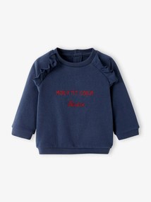 Sweat em moletão, personalizável, para bebé azul escuro liso com motivo