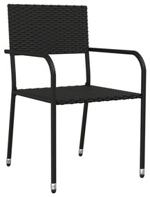 9 pcs conjunto de jantar para jardim vime PE e aço preto